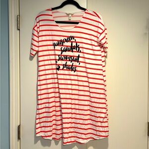 Soma Red and White Striped Swim Suit coverup